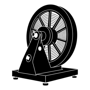 Large reel with coiled cable or rope on industrial stand.