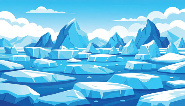 Iceberg chunks floating in water.