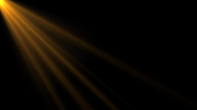 golden yellow spot lights ray isolated alpha channel loop animation, christmas and product light social media overlay motion design element