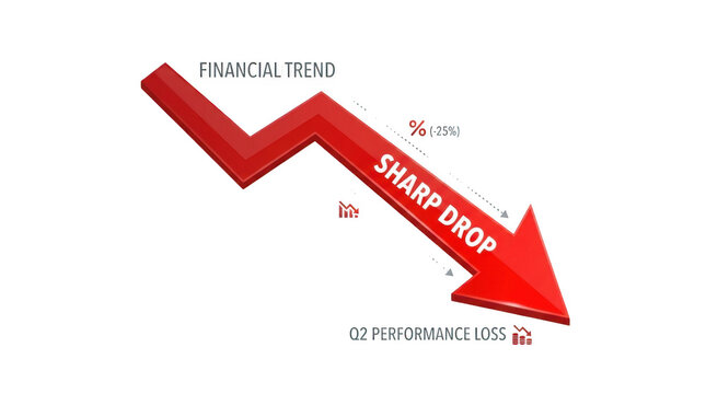 Downward red arrow showing decline or decrease