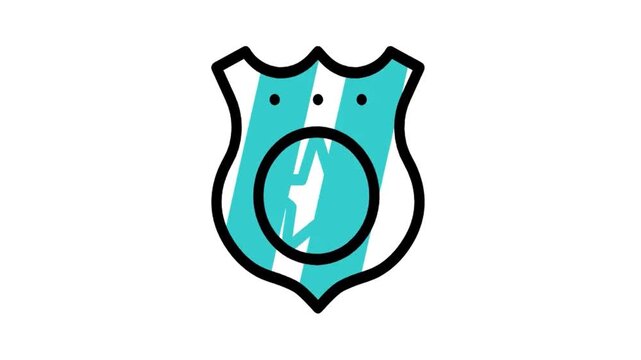 Animated police badge star shield icon loop motion graphic, law enforcement and security authority symbol, isolated on white background