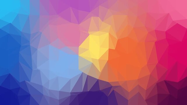 Vibrant Geometric Low Poly Background with Abstract Colorful Gradient Triangular Mosaic Pattern