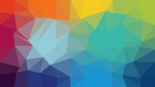 Colorful geometric low poly background with rainbow gradient triangular pattern