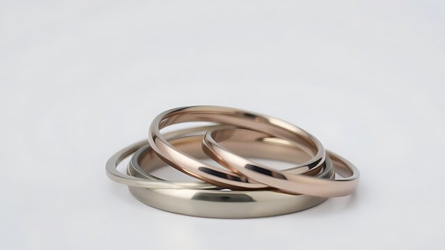 Several polished metal rings nested tightly inside each other.