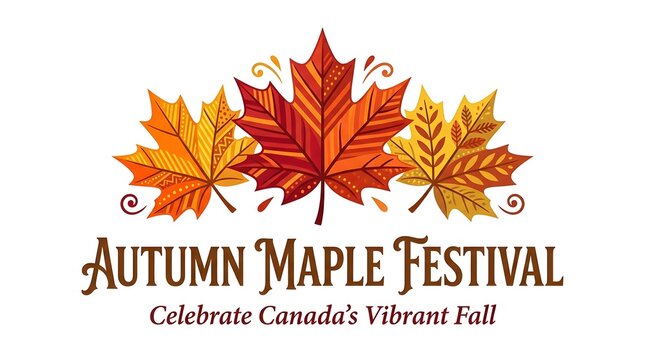 Autumn maple festival logo with colorful leaves