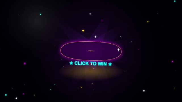 Glowing Neon Giveaway Button Animation With Floating Stars Background