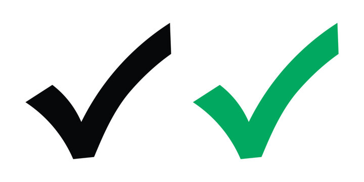 Black and Green check mark icon vector transparent background