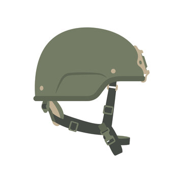 A flat vector illustration of a green military tactical helmet