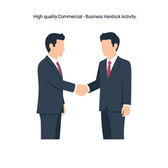 Fototapeta premium Business Professionals Handshake Vector Illustration Showing Two Hands Clasping to Symbolize Partnership, Successful Agreement, Cooperation, and Corporate Networking Deal Activity.