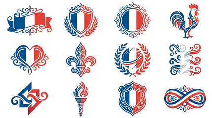 Collection of French National Symbols and Emblems. © delon