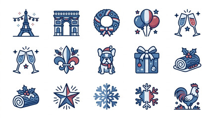 Collection of French themed icons and symbols. © delon