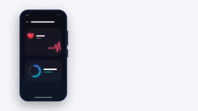 Mobile health app interface monitoring heart rate and breathing