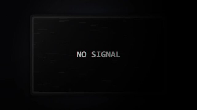 No Signal Text Displayed on a Retro Digital Television Screen with Glitch