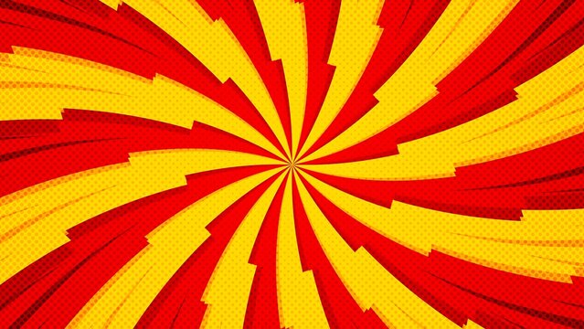 Comic Style Sunburst Background with Red Yellow Rays