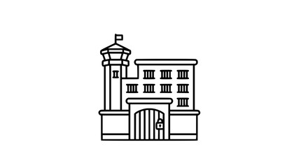 Fototapeta premium Modern Jail Line Icon Vector Illustration in Trendy Outline Style for Security and Justice Design
