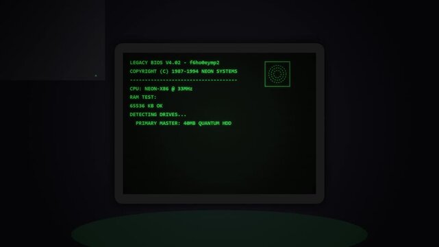 Retro Computer Bios Startup Screen Loading Technical System Data