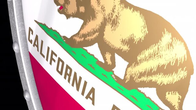 Metallic Shield Transitions with the Flag of State of California of United States of America