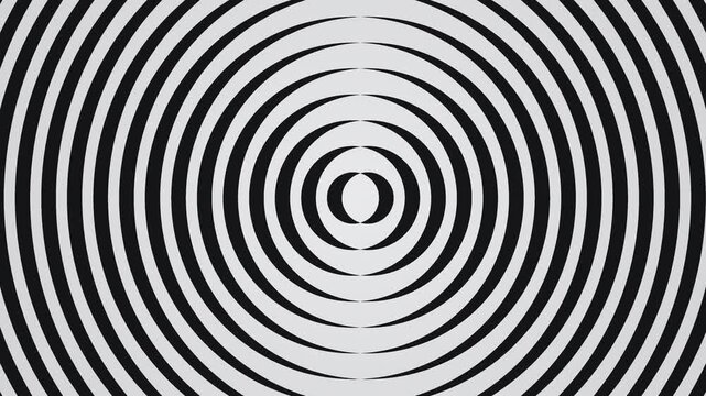 Visual pattern of concentric circles in black and white design