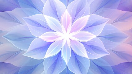 Obraz premium Soft pastel flower mandala with a glowing lilac pink core blooming into periwinkle and lavender layered petals
