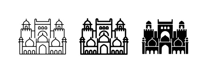 Fototapeta premium Ancient Architecture Icons: Mosque, Palace, Landmark Buildings