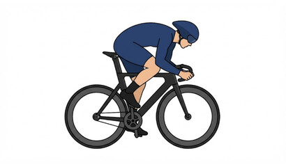 Fototapeta premium Track cycling sprint athlete in aerodynamic position isolated on white background flat vector illustration