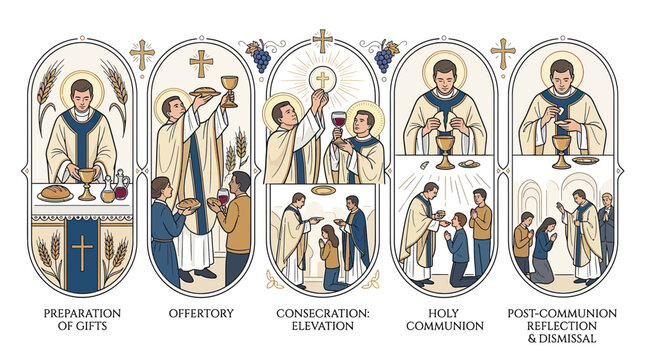 Catholic Mass Steps: Preparation, Offertory, Consecration, Communion, Reflection