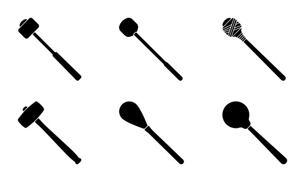 Kitchen Utensil Icons: Spoons, Masher, Pestle Set