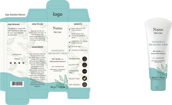 Cosmetic Packaging Mockup for Broad Spectrum tube.