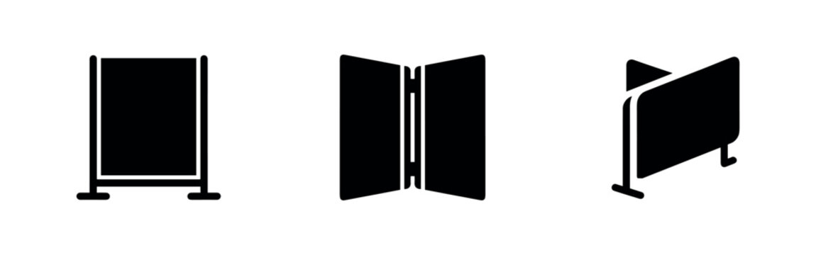 Room divider icon set. Privacy screen and movable partition symbols for interior design.