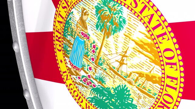 Metallic Shield Transitions with the Flag of State of Florida of United States of America