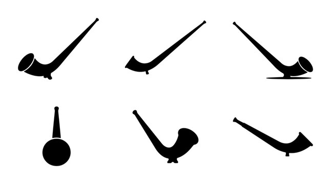 Alphorn Silhouettes, Alpine Horn Icons, Swiss Music Symbols, Traditional Wind Instrument