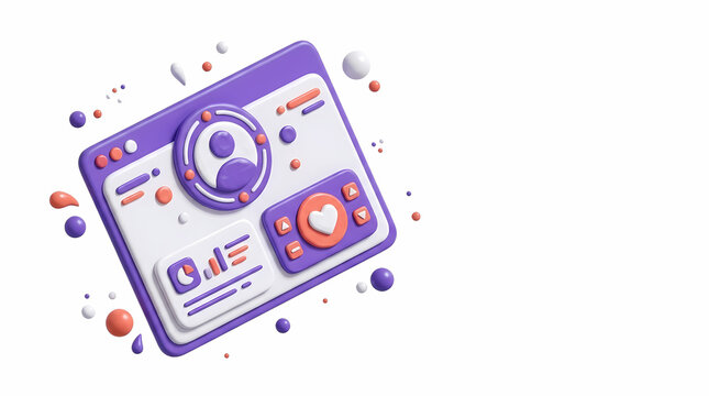 3D user profile dashboard interface for social media management