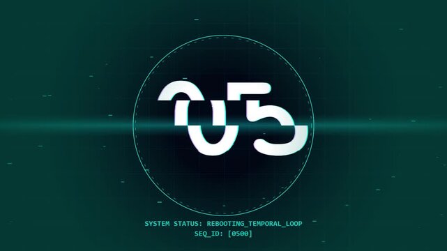 Digital Countdown Timer Overlay with Futuristic Glitch UI Elements