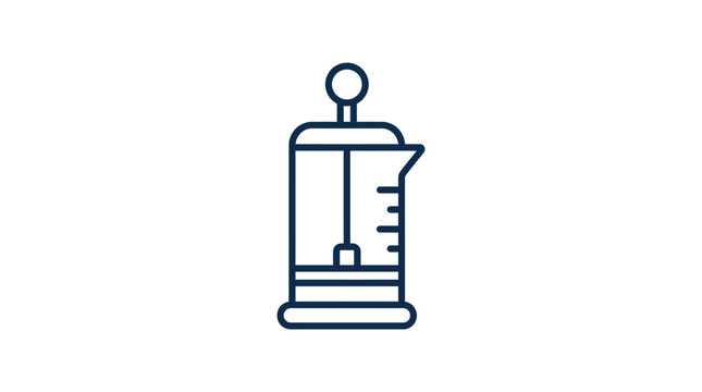 A simple line art icon of a manual coffee press brewer
