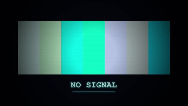 Retro television test pattern with glitch effect and no signal text