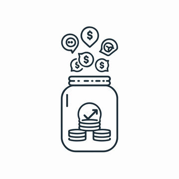 Digital Tip Jar Vector Icon with Currency Symbols and Creator Reactions