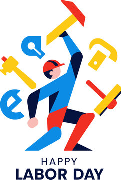 Labor Day Celebration Illustration with Abstract Worker and Tools