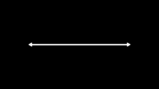 Minimalist horizontal double-headed arrow animation on black background, directional navigation