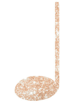Glittery png quarter note sticker, musical symbol on transparent background