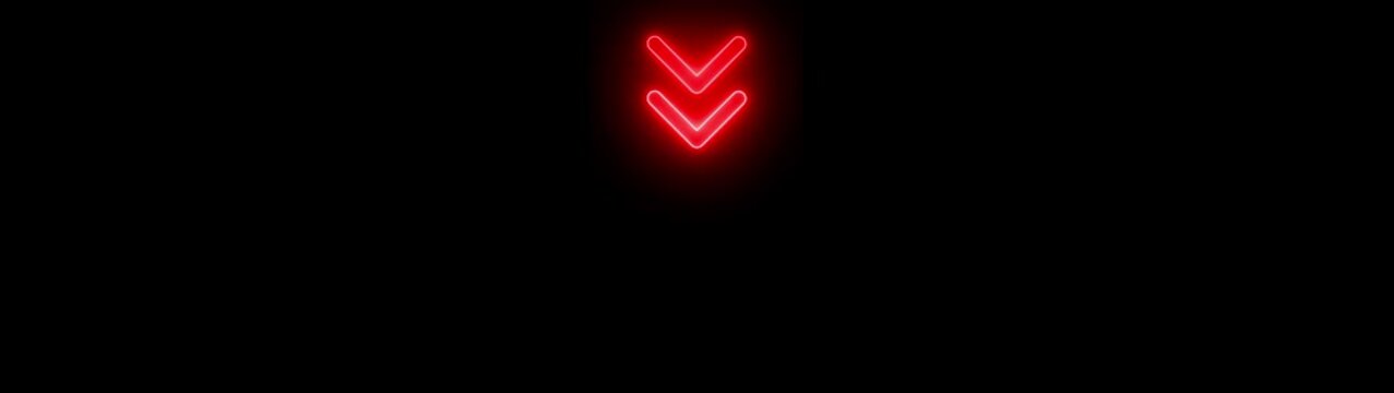 Neon red glowing downward arrows animation on black background, for ui and, motion