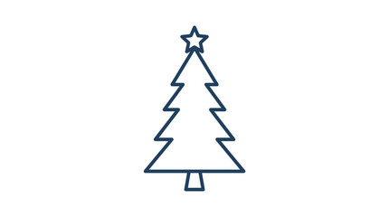 Fototapeta premium A simple line art illustration of a festive evergreen tree with a star