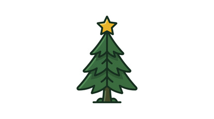 Obraz premium A simple vector illustration of a green pine tree with a yellow star on top