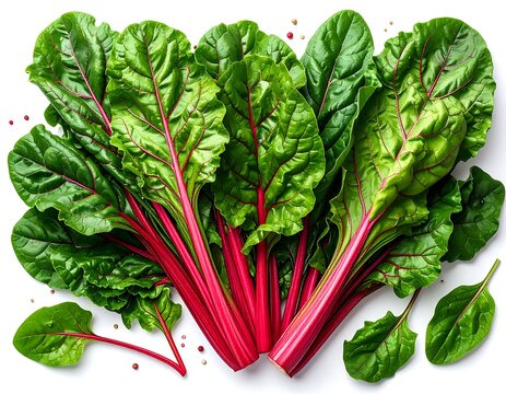 Fresh green broccoli with vibrant red stems close up.