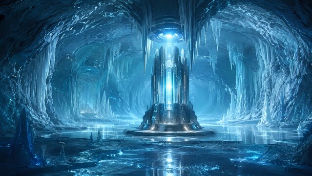 Futuristic Power Core Hidden Inside Alien Ice Cave