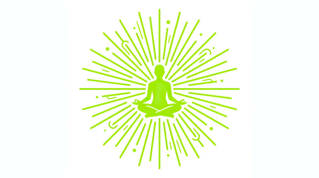 Zen Meditation Silhouette with Radiant Energy Burst