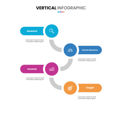 Vertical timeline infographic milestone 4 options, step, process presentation template