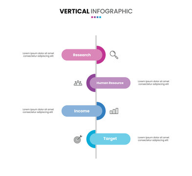 Vertical timeline infographic milestone 4 options, step, process presentation template