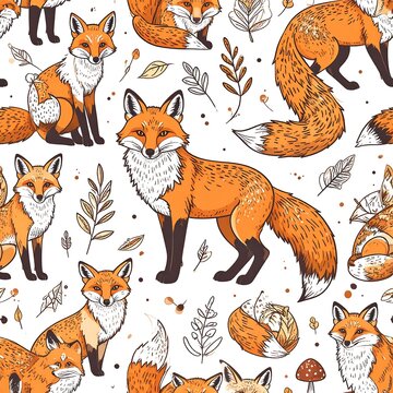 Orange and white tiger pattern seamless texture.
