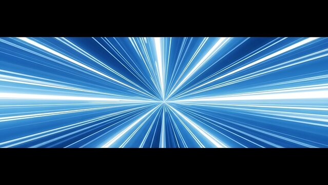 Symmetrical blue light rays radiating from central point.