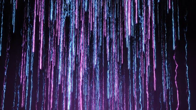 Abstract vertical light streak background with blue and magenta glow, abstract blue light streak background with vertical glow lines and dark gradient space, abstract neon light streaks black